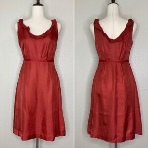 NEW Anthropologie Moulinette Soeurs Silk Sleeveless Ruffle Dress Red size 2